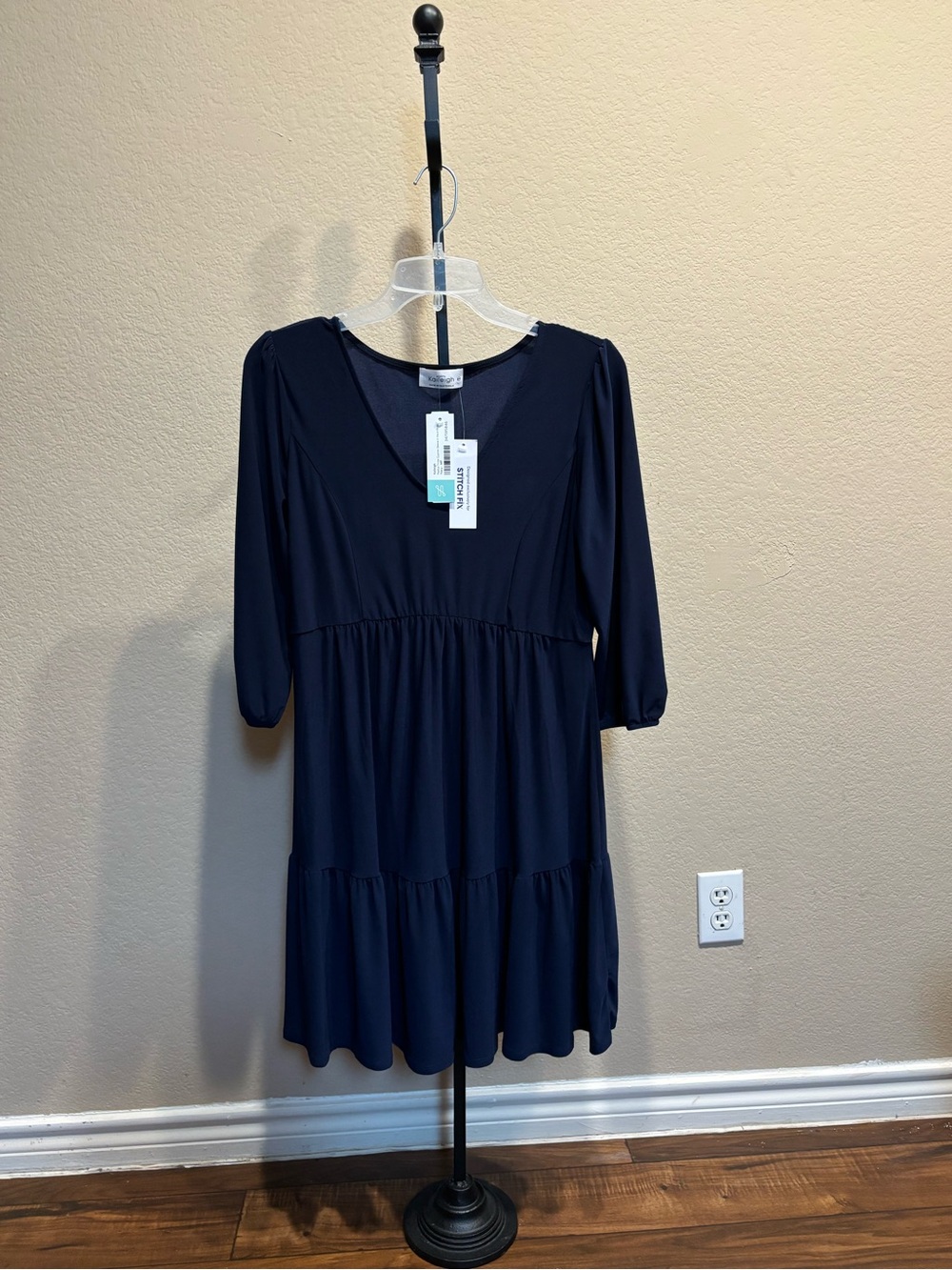 Kaileigh Navy V-Neck Tiered Mini Dress